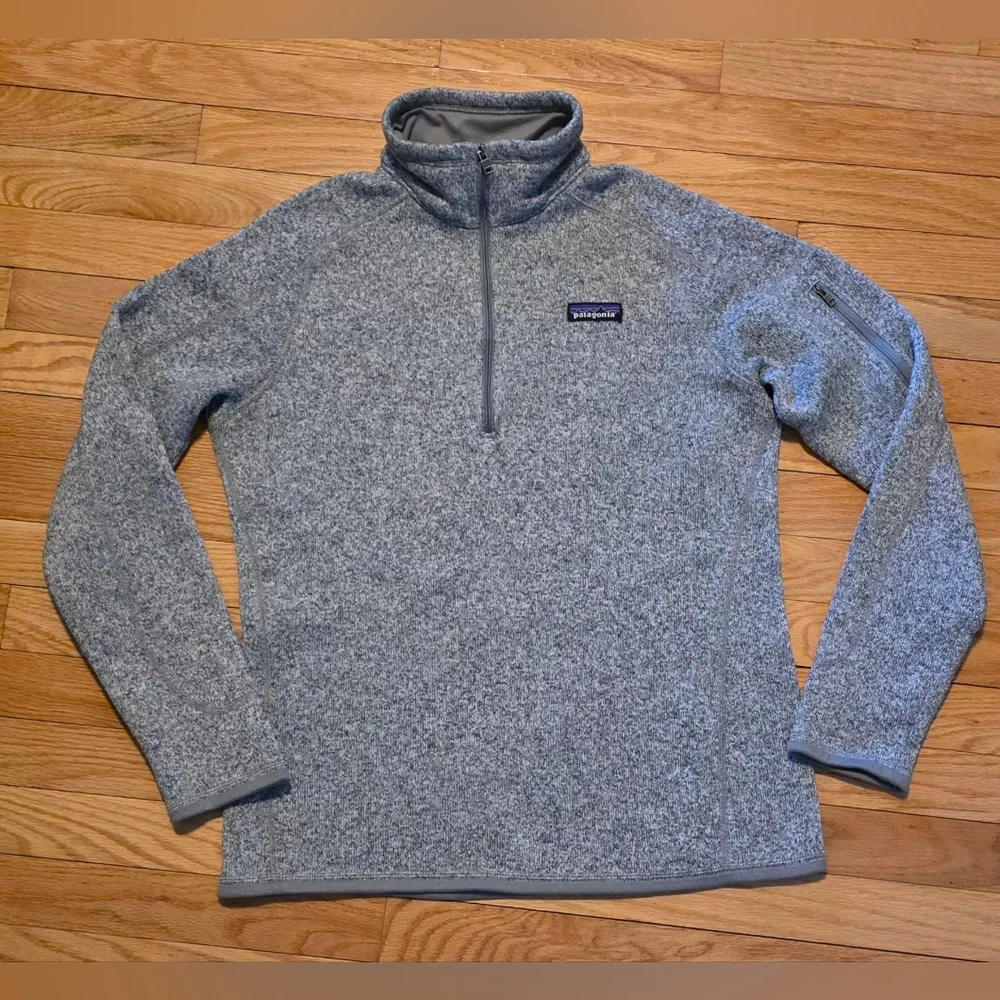 Patagonia Women's L Gray Better Sweater 1/4 Zip Fleece Pullover - Picture 2 of 9